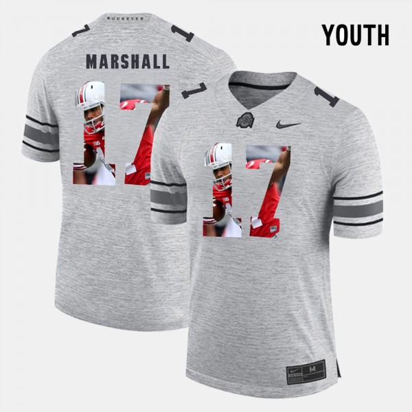 Ohio State Buckeyes Jalin Marshall Youth #17 Gray Pictorial Gridiron Fashion College Football Jersey 2404IQHA4